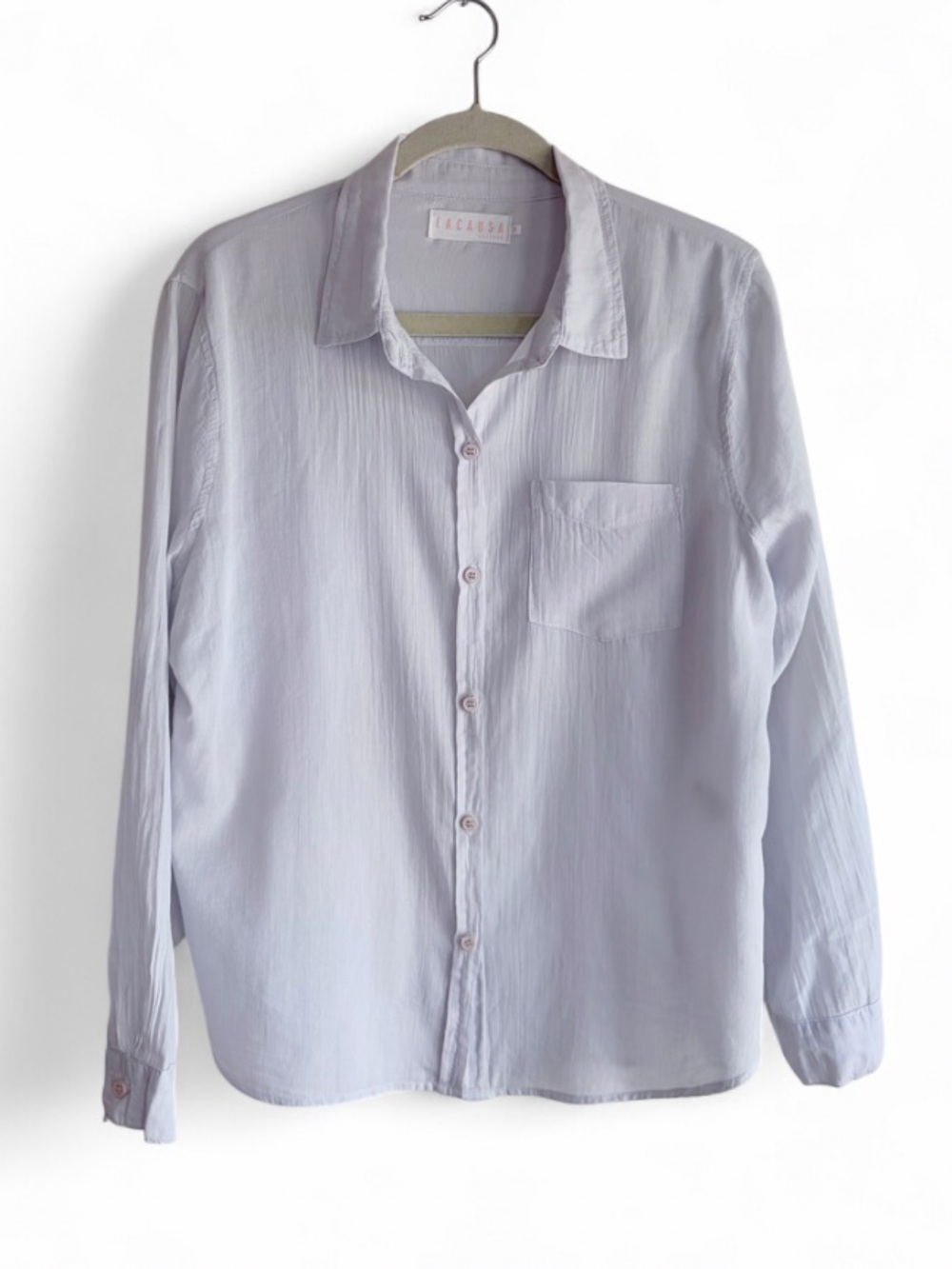 Lacausa 100% Cotton Pale Gray Button Down Shirt Size M